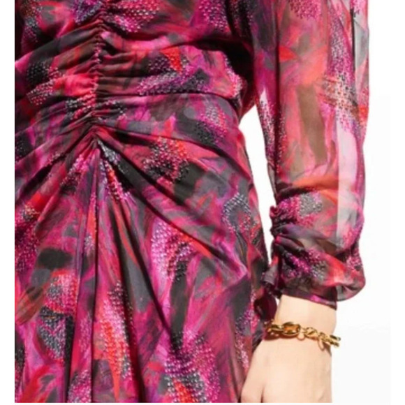 IRO Pascalina Textured Ruched Dress Size 38 US 8 Silk Blend Pink - Picture 6 of 13